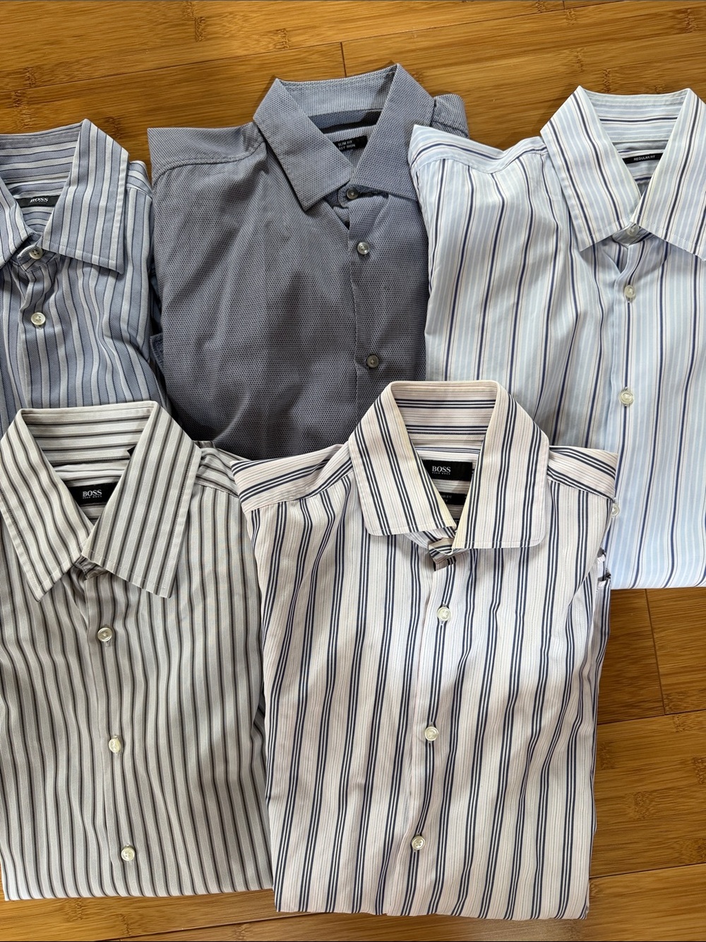 BOSS Men's Assorted Striped & Solid Dress Shirts - Blue & Gray